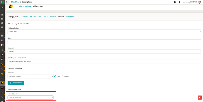 Nové hromadné akce nad klíčovými slovy