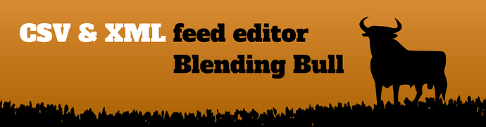 Banner: CSV a XML feed editor Blending Bull, 690 x 181 px