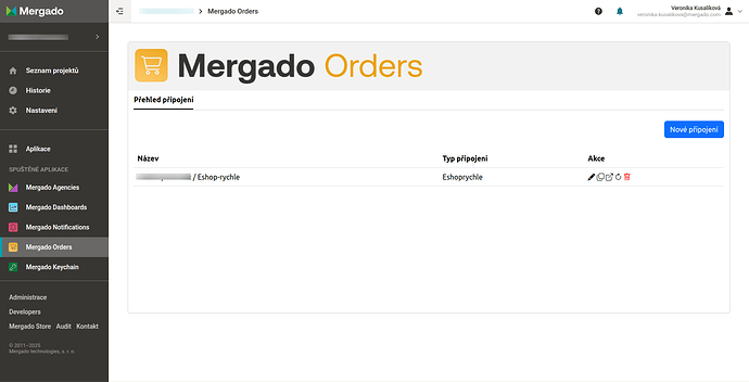 Mergado Orders homepage