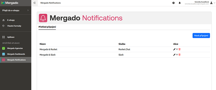 Mergado-Notifications homepage