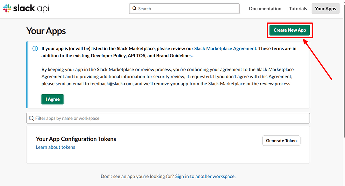 slack create new app