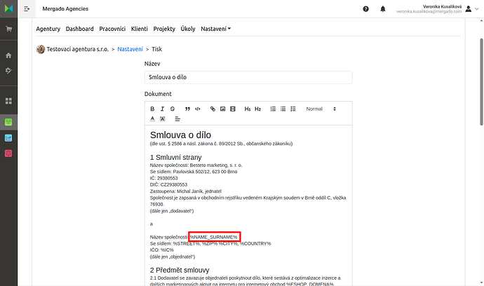 šablona tisk