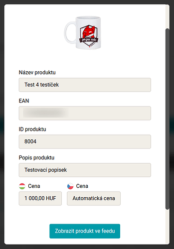 Zobrazení previw produktu