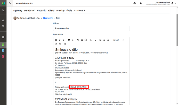 šablona tisk