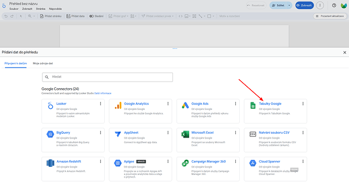 nahrát google sheets