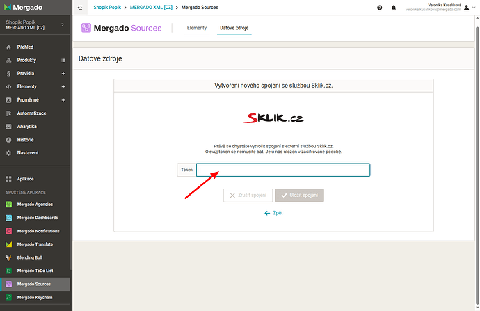 mergado sources token sklik
