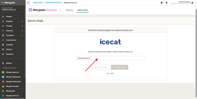 uživatelské jméno icecat