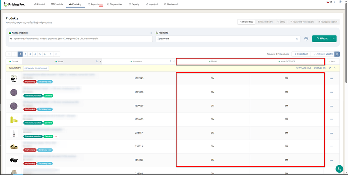 V přehledových hodnotách se zobrazí jak číselné, tak textové hodnoty