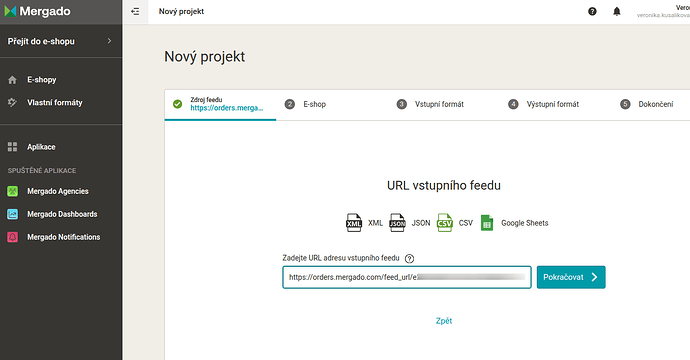 nový projekt přesměrování