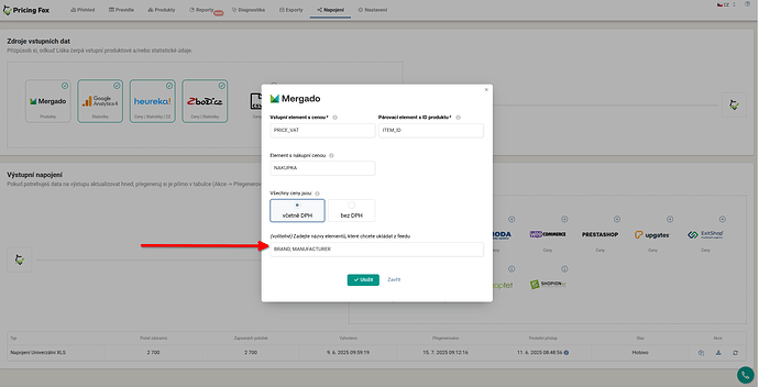 Načtěte si vlastní elementy z feedu, se kterými potřebujete pracovat v exportech
