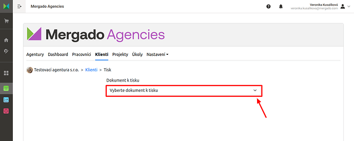 vyberte dokument tisk