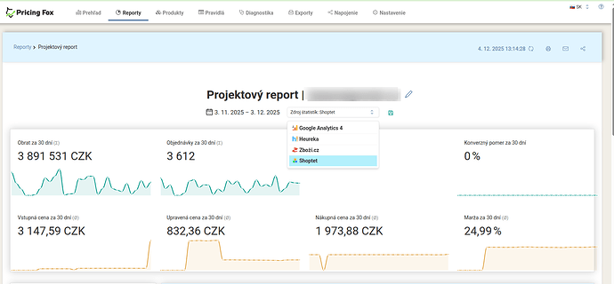 Možnosti konfigurace reportů