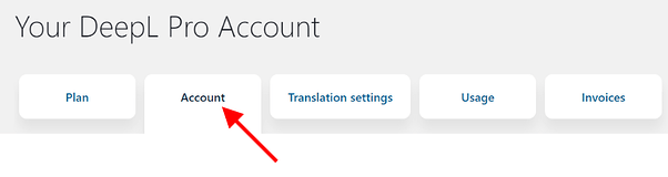 DeepL účet záložka account