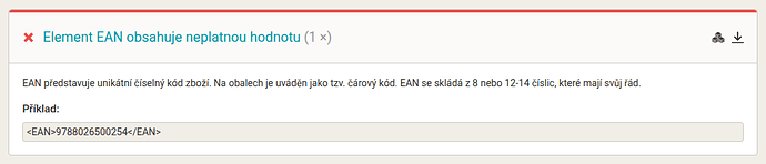 Příklad původního znění chybové hlášky v případě Heureka Auditu.